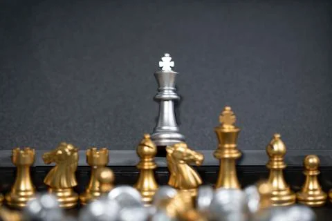 Chess army on the black background. Stock Photos