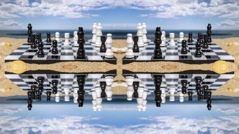 Chess on a beautiful beach Stock Footage 219627579