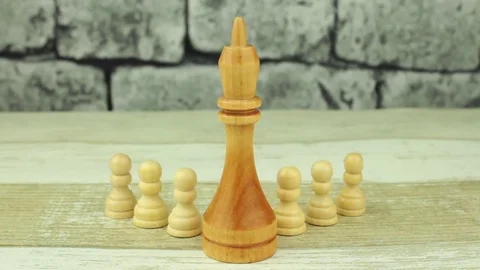 Chess big king and small pawns Stock Footage 78531486