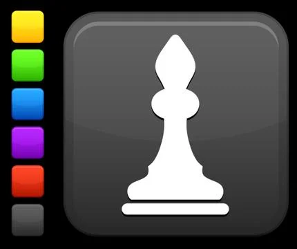Chess bishop icon on square internet button Stock Illustration