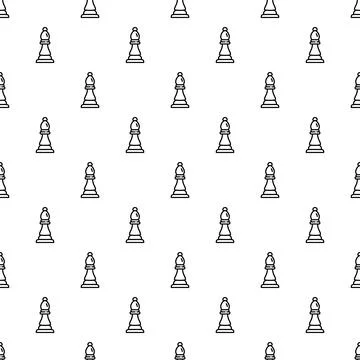 Chess bishop outlines creating seamless pattern background Stock Illustration
