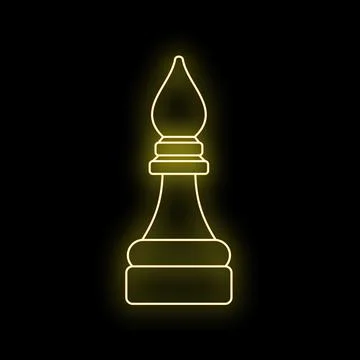 Chess bishop piece glowing in neon light Stock Illustration