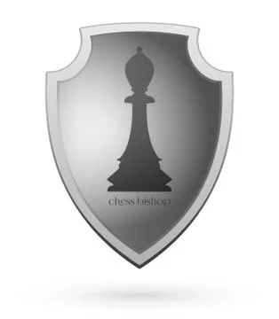 Chess bishop on a shield. Chess concept design Stock Illustration