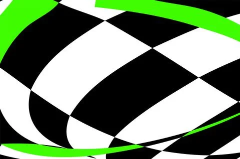 Chess black and white background with green elements and distortion. Abstract Stock Illustration