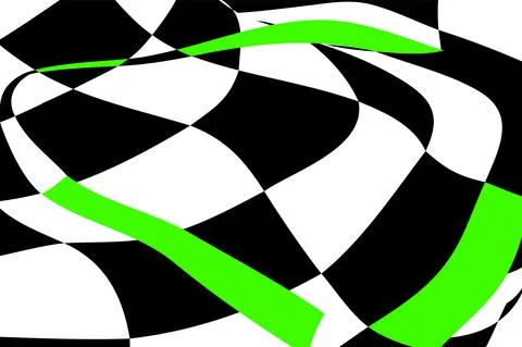 Chess black and white background with green elements and distortion. Abstract Stock Illustration