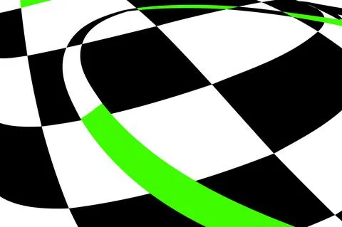 Chess black and white background with green elements and distortion. Abstract Stock Illustration