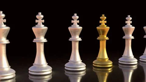 The Chess on Black Background  3d rendering. Stock Illustration