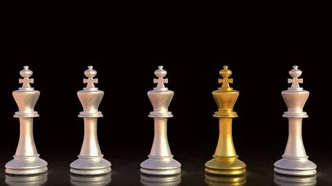 The Chess on Black Background  3d rendering. Stock Illustration