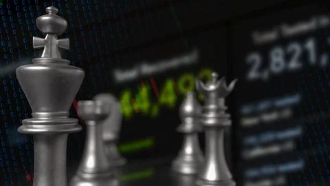 The  chess on Black Background  for Businesss 3d rendering. Stock Illustration