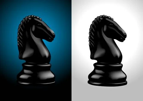 Chess Black Knight - Vector Illustration Stock Illustration