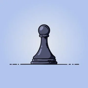 Chess black pawn vector flat icon. Vector illustration on blue background Stock Illustration