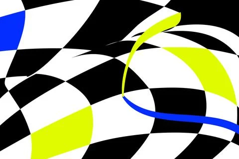 Chess black-white-blue background with distortions. Abstract unusual creative Stock Illustration