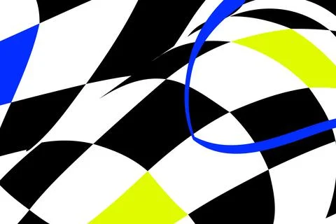 Chess black-white-blue background with distortions. Abstract unusual creative Stock Illustration