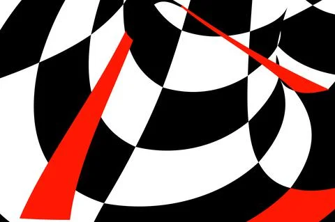 Chess black-white-red background with distortions. Abstract unusual creative  Stock Illustration