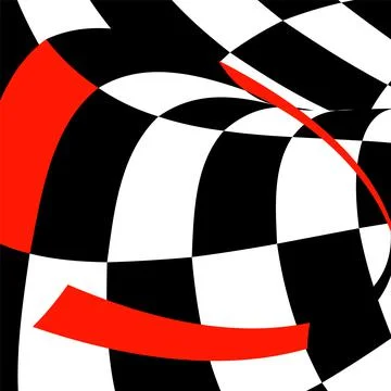 Chess black-white-red background with distortions. Abstract unusual creative  Stock Illustration