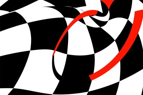 Chess black-white-red background with distortions. Abstract unusual creative  库存插图