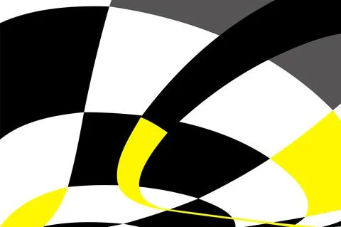 Chess black-white-yellow background with distortions. Abstract unusual creati Stock Illustration