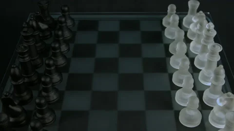 Chess board black and white top shot in dark moody setting pt 6 of 7 Stock Footage 149748166