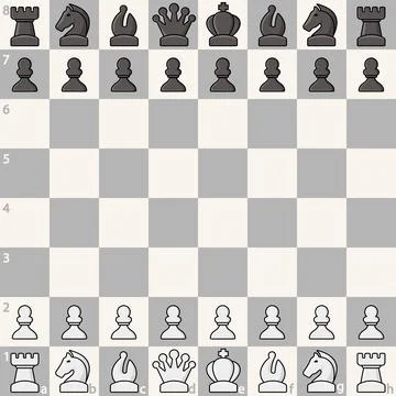 Chess board with chess pieces. Chess pieces in 3d style. Vector illustration. Stock Illustration