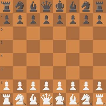 Chess board with chess pieces. Chess pieces in 3d style. Vector illustration. Stock Illustration