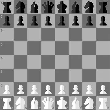 Chess board with chess pieces. Vector illustration. Stock Illustration