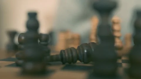 Chess Board Fallen King Stock Footage 284880506