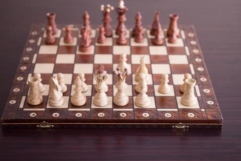 Chess board with figures Foto stock