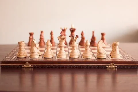 Chess board with figures Foto stock