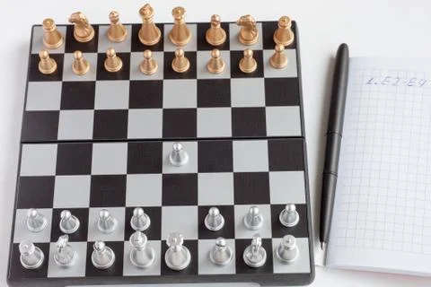 Chess board with figures Foto stock