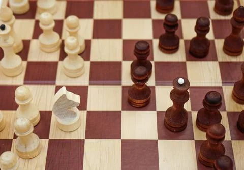 Chess Board with the figures placed on it. Stock Photos