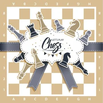 Chess Board with figures. Vector illustration of chess. Stock Illustration
