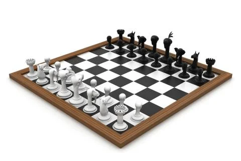 Chess board with figures in white background. Stock Illustration