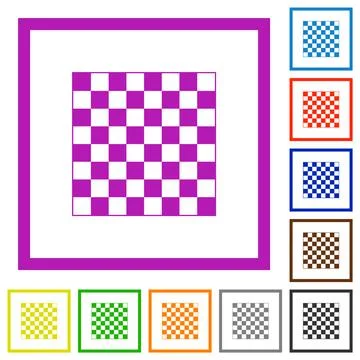 Chess board flat framed icons Stock Illustration