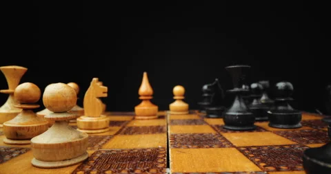 Chess board game and chess figures for ideas and competition and strategy Stock Footage 140459834