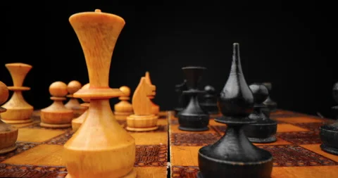 Chess board game and chess figures for ideas and competition and strategy Stock Footage 145101358