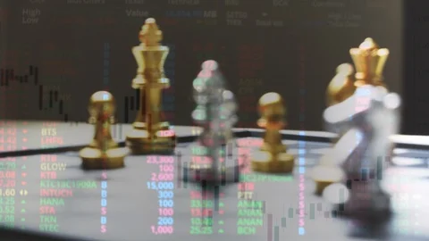 Chess board game and digital graph , strategy ideas concept Видео 106574954