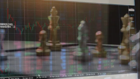 Chess board game and digital graph , strategy ideas concept Stock Footage 106589509
