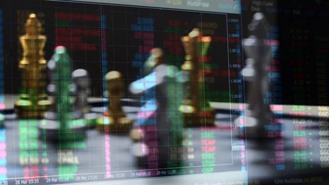 Chess board game and digital graph , strategy ideas concept Vídeo Stock 106600343