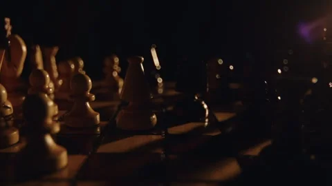 Chess Board Game In Beam Light Stock Footage 279562244