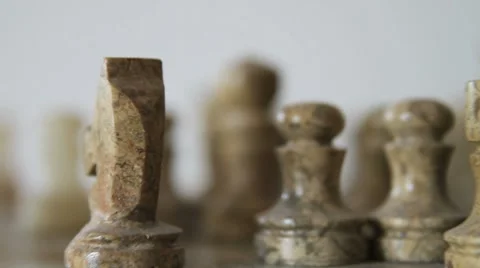 Chess board game fly over shallow dof Stock Footage 8510853