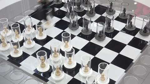 Chess board game with motion control technology Stock Footage 97789443