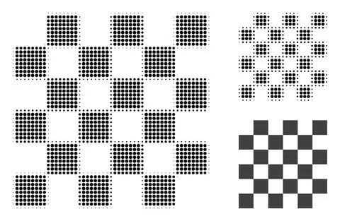 Chess Board Halftone Dotted Icon 스톡 일러스트