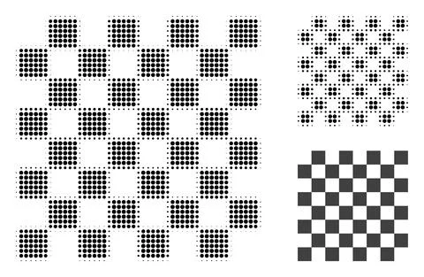 Chess Board Halftone Dotted Icon 스톡 일러스트