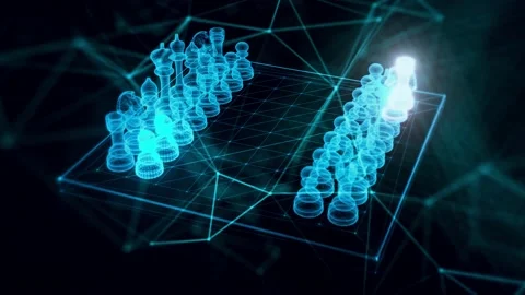 Chess Board hologram Close up Stock Footage 154839899