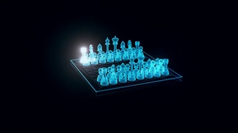 Chess Board hologram Rotating Stock Footage 154836971