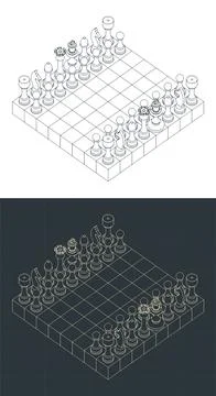 Chess board isometric illustration Stock Illustration