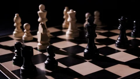 Chess Board king falling slow motion Video stock 90736269