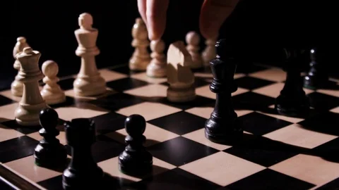 Chess Board King falling slow motion Video stock 90736270