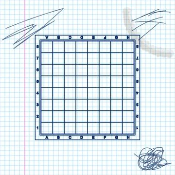 Chess board line sketch icon isolated on white background. Ancient Intellectual Stock Illustration