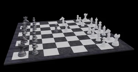 Chess board with moving pieces. Start of the famous game called "Evergreen". Stock Footage 157383208